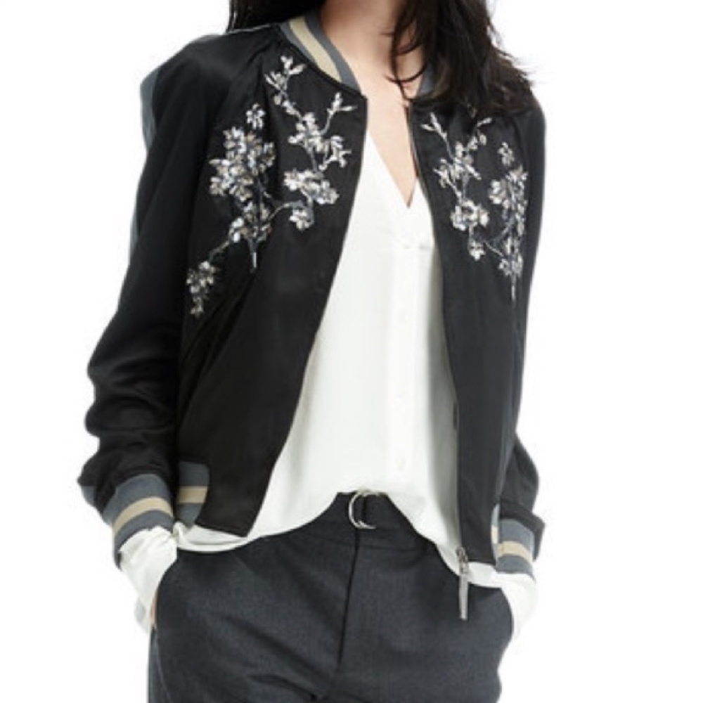 Groovy Monkey Floral Embroidered Bomber Jacket